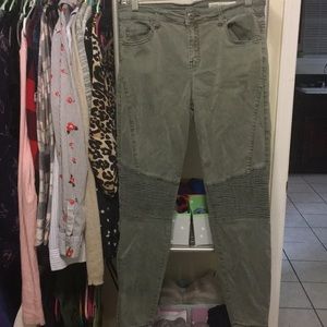 Pistola Moto Detail Skinny Pants in Olive Green